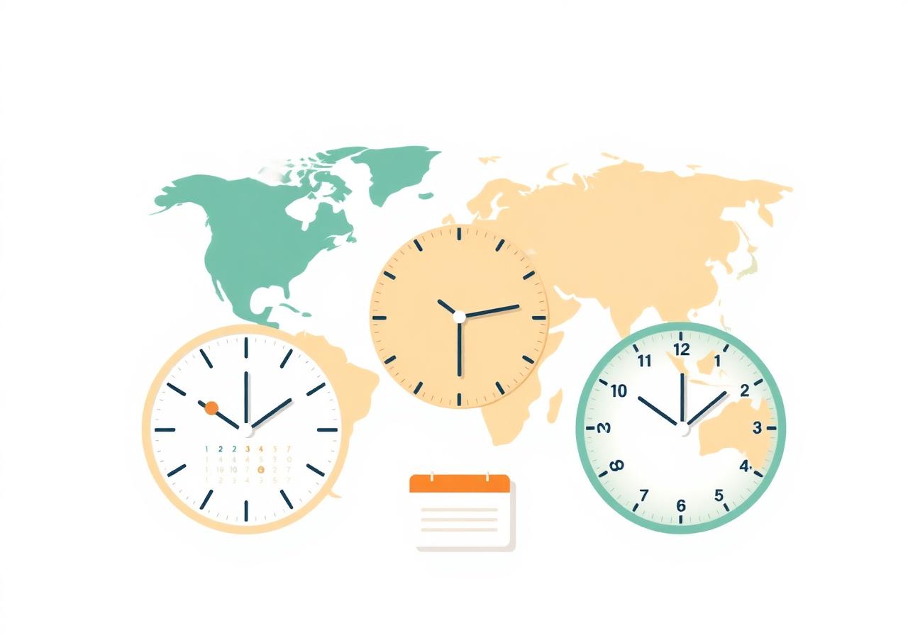 Meeting scheduled across three time zones without manual conversion